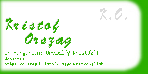 kristof orszag business card